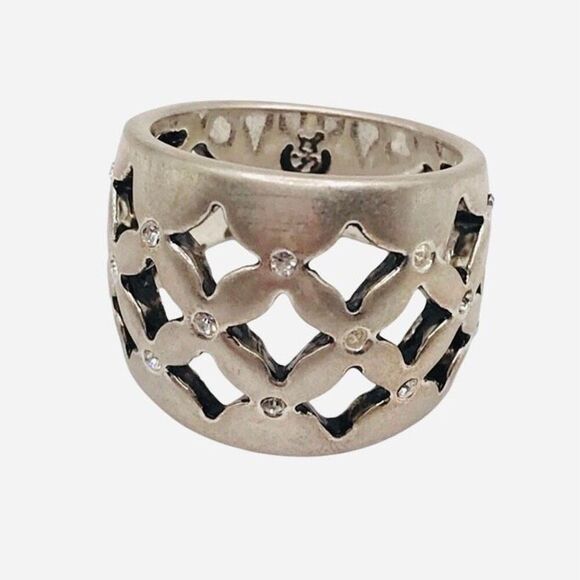 Premier Designs "Starry night" Banded Silver Ring Size 9 - Picture 1 of 7